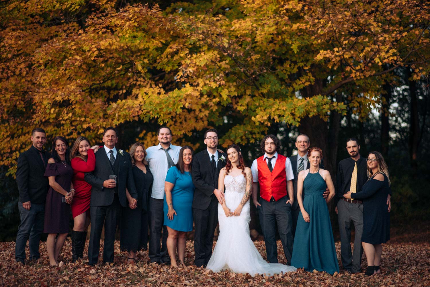 An October Wedding at Tarrywile october-wedding-family-portrait-with-golden-trees